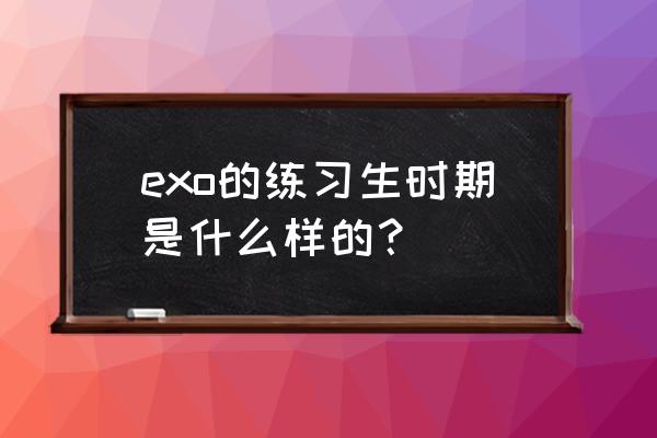 exo的校园生活 exo的练习生时期是什么样的？