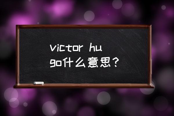 victor hugo victor hugo什么意思？