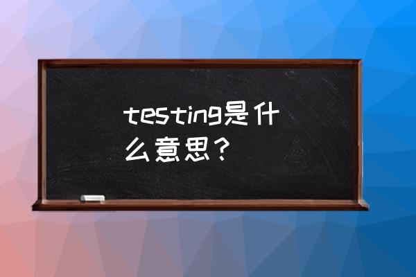 testing什么意思 testing是什么意思？
