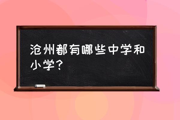 沧州市实验小学地址 沧州都有哪些中学和小学？