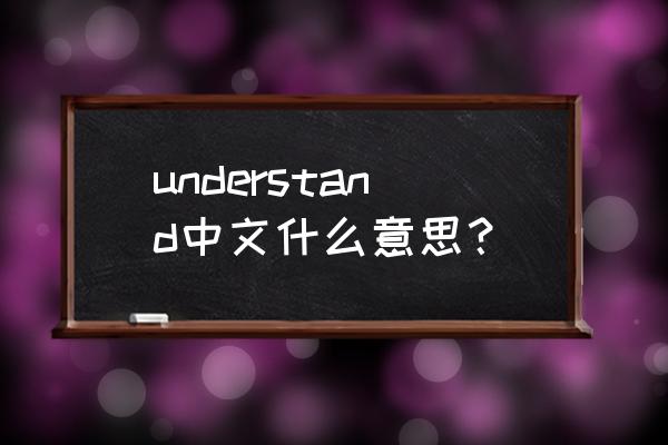 understand什么意思中文 understand中文什么意思？