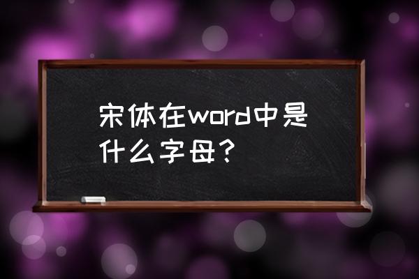 宋体英文样式 宋体在word中是什么字母？