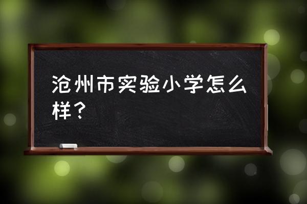 沧州市实验小学介绍 沧州市实验小学怎么样？