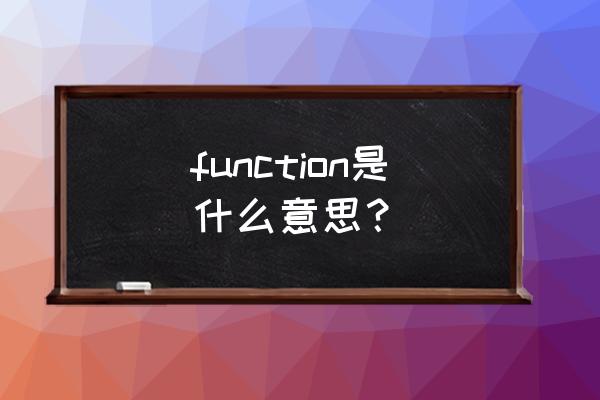 function是什么意思啊 function是什么意思？