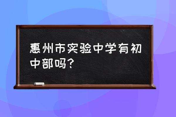 惠州实验中学有初中部吗 惠州市实验中学有初中部吗？