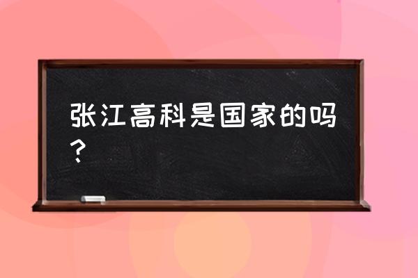 上海浦东张江高科 张江高科是国家的吗？